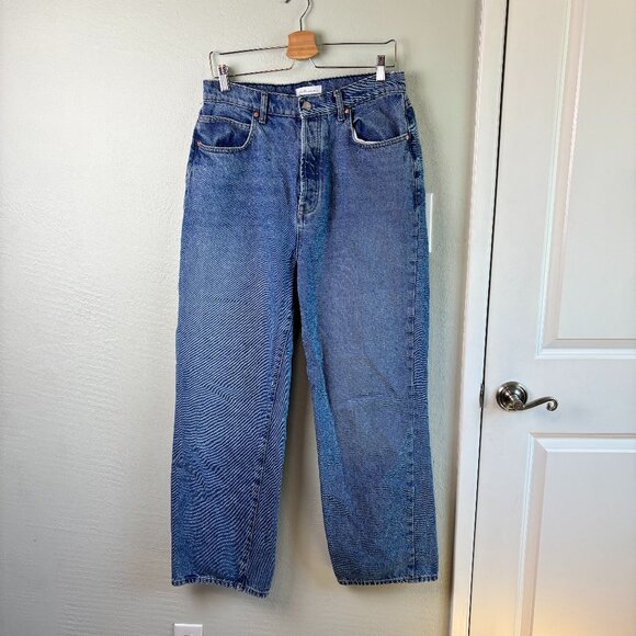 Betro Simone Jeans Blue High Rise Wide Leg Button Fly Size 32 Normcore - Picture 1 of 8